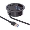 Cablecc Hub USB 3.0 a 2 porte SD TF USB-C USB Splitter 60 mm Desk Grommet docking station lettore di schede Micro-SD per PC desktop (USB3.0+USB-C+SD/TF)