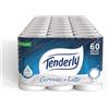 Tenderly Carezza di Latte, 60 Rotoli di Carta Igienica Morbidissima (15 conf da 4 rotoli), 2 Veli, Realizzata con Fibre 100% Naturali di Latte, Made in Italy