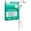 hansgrohe Vernis Shape - Colonna doccia a risparmio idrico (EcoSmart) senza miscelatore, Sistema doccia (230 x 170 mm) con deviatore, doccetta, tubo, asta e soffione doccia quadrato, cromo, 26289000