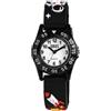 Akzent Qbos Orologio per bambini razzo astronauta universo bianco nero analogico al quarzo ragazza ragazzi bambini, Nero , cinghia