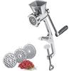 Küchenprofi Solido tritacarne manuale in acciaio inox 2.0, con 3 dischi forati, inserto per pasticceria e 3 set di riempimento per salsicce, con morsetto da tavolo extra grande, 12 x 10 x 40 cm