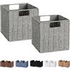 Vagusicc, Set di 2 cestini portaoggetti in corda di carta intrecciata a mano, pieghevoli, cubi, organizer per scaffali, dispensa, organizer in vimini medio, 22,9 cm, colore grigio