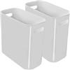 Youngever Confezione da 2 bidoni della spazzatura sottili da 10 l, riutilizzabili, in plastica, con manici, per casa, ufficio, soggiorno, studio, cucina, bagno (grigio)