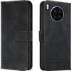 Bravoday Cover per Honor 50 Lite/Honor X20, Flip Custodia in Pelle PU Portafoglio Custodia per Honor 50 Lite/Honor X20, con Slot per Schede, Nero