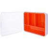 InLine® Scatola per piccoli oggetti, 4 scomparti, robusto organizer per viti e accessori, con coperchio a clip e scomparto interno rimovibile, compatto e arancione, 43009H