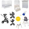 Chicco Set Nascita Trio Bellagio Chicco + Cameretta Lucy Foppapedretti + Seggiolone Polly Essential Chicco Black Satin