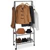 Relaxdays Carrello Appendiabiti, 2 Ripiani per Scarpe, Borse, Accessori, Ganci, Metallo, Attaccapanni, Nero