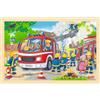 goki 57318 - Puzzle da appoggio in legno, motivo: vigili del fuoco e puzzle per bambini, 30 cm x 20 cm, set da 24 pezzi, a partire dai 3 anni in su