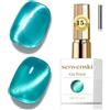 Senvenski Gelatina Vetro Cat Eye Smalto Semipermanente, 15ML Occhi di Gatto Magnetica per Gel Unghie Kit Olografico Glitterato Cristallo Smalti Unghie Salon Home DIY (Teal, 0.5fl oz)