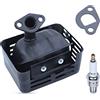 Adefol Kit Marmitta Scarico per Honda GX200 GX160 GX120 GX140 et 5,5CV 6,5CV, Scarico con Tubo + Guarnizione + Candela Ricambi Motore Muffler Accessori Marmitta Silenziatore
