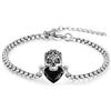 PARYFO Braccialetto con teschio, in argento Sterling 925, con teschio rosso, blu, nero, con cristallo gotico, idea regalo per donne, uomini, ragazze, ragazzi, con catena in acciaio inox, Große