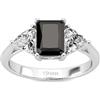 Jeulia Anello Donna in Argento 925 con Zirconi Cubici Taglio Smeraldo, Anello Tre Pietre Elegante, Fede Fidanzamento Matrimonio Promessa Regalo Donna