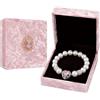 Eugelrom Bracciale Elastico Donna con Perle e Zirconi Rosa - Gioiello Elegante e Versatile - Regalo Perfetto per Amica, Figlia o Mamma (Compleanno, Natale)