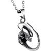 Oidea, collana da uomo con ciondolo a tema Alien, in acciaio inox, lunghezza della catenina: 55 cm, colore: argento e nero, gioiello punk, da biker