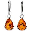 Designer Inspirations Boutique Orecchini pendenti in argento Sterling 925 con chiusura a monachella e ambra baltica taglio a goccia, per donne/signore/ragazze, con ambra verde e ambra color cognac arancione, Argento sterling Gemma