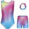 SEAUR Ragazze Ginnastica Leotards Body con Pantaloncini Danza Set per Bambina da 5 a 12 Anni Senza Maniche - 11-12 Anni
