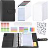 Euqvunn Money Binder, Quaderno Risparmio Soldi A6 con Bustine per Contanti, Chiusure Regolabili Budget Planner, Budget Binder per Organizzatore di Soldi, Portafoglio A6 per Cash Stuffing - Nero