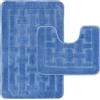 LS DECOR Set di 2 tappetini da bagno di lusso, antiscivolo, ultra morbidi, assorbenti d'acqua, lavabili in lavatrice, tappetino da bagno per pavimento del bagno (blu)