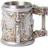HAUCOZE Boccale Birra Viking Oktoberfest Isolante Caffè Tè Tazza 450ml | Acciaio Inox Moto Beer Mug con Coppa, Bar Decorazione Compleanno Regalo per Uomo Marito Padre