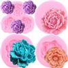 RFGHAC Set di 4 stampi in silicone a forma di fiore di peonia, per decorare torte, cioccolato, caramelle, argilla polimerica, candele, sapone, pasta di gomma