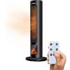 Wintem Stufa Termoventilatore Elettrico a Torre 800/2000W con Display Effetto Camino e Telecomando 60cm - Ideale per un Riscaldamento in Sicurezza Grazie alla Funzione di Spegnimento Automatico