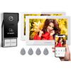 TMEZON Videocitofono Bifamiliare Y73,Videocitofono Smart Wifi 2 Fili con due monitor a Colori TFT LCD da 7'' e Campanello Esterno con Telecamera 1080P, Sblocco APP/RFID,Rilevamento Movimento Umano