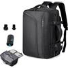 FormiPow Zaino da Viaggio con Sottovuoto con Pompa, 45 x 32 x 16 cm, espandibile 36 - 55L, Zaino baggalio a mano Compressione per uomo e donna Borsa giornaliera Cabina Viaggio Casual Daypack, nero