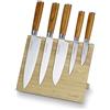 ECHTWERK Set di coltelli Damasco da 6 pezzi, Coltello da chef, Coltello Santoku, Coltello per sfilettare, Coltello multiuso, Spelucchino, Incluso blocco coltelli magnetico in legno