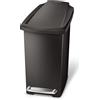 simplehuman CW1329 cestino sottile con pedale, pattumiera piccola per bagno, plastica nera, 10 L