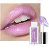 Lestpola Rossetto liquido glitterato, colore viola, idratante 3D, lucidalabbra olografico, lucido con velo colorato, durevole, impermeabile, non-sticky, trucco high-shine per donne 02