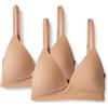 Amazon Essentials Bralette con Scollo a V Foderata in Microfibra Effetto Pesca Donna,Pacco da 2, Nero/Bianco, XS