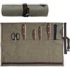Sweetfularyeen Borsa Coltelli Chef, Custodia Pieghevole a Rullo, 8 Scomparti, Contiene Coltelli fino a 10 cm, Chiusura con Cordino Avvolgente, Ldeale per Campeggio, Picnic, Cucina, ecc