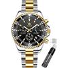 OLEVS Green Dial Watches for Men Fashion Analog Quartz Waterproof Chronograph Gold Silver Stainless Steel Watch Business Classic Luxury Big Face Luminous Multifunction Men Wristwatches