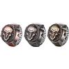 JewelryWe 3pezzi Orologio da dito Teschio da Uomo Donna Cinturino Elastico Rotondo Orologio Anello al quarzo