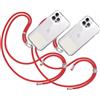 TBOC 2X Cordino Catenella Laccio Strap Porta Cover [Rosso] con Toppa Plastica [Bianco Ice] per Telefono Cellulare Collo - Tracolla Catenina con Cordini da Cellulari Accessori Universale Laccetti