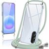 Oelrstfe Cover con Cordino per Samsung Galaxy A57 5G, Trasparente Silicone Custodia con Regolabile Collana Laccio Tracolla, Antigraffio Proteggere Case Corda per Samsung A57 5G, Verde