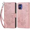 KENHONER Cover Compatibile con Motorola Moto G85 5G, Premium Pelle PU Portafoglio Flip Libro Custodia per Moto G85 [Protezione Completa] - Oro Rosa Farfalla