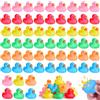 BECEEL Set di 60 paperelle da bagno glitterate, mini anatra con flash di colore, anatra in gomma colorata, giocattolo da bagno per bambini, per vasca da bagno, compleanno e feste