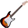 Rocktile Sphere Classic Sunburst Electric Guitar (white pickguard, 3x Single Coil pickups, 21 frets, Engineering Wood neck, tremolo bridge, 2.5m cable, tremolo arm, Allen key)