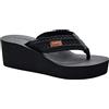 MALIDA Womens Wedge Arch Support Flip Flops Cushion Soft Rubber Midsole Platform Thong Sandals with Rubber Sole,Black US 7