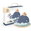 Speedy Monkey- Impilatore a Dondolo Salto Balena 16,6 x 3 x 15,3 cm Blu, Giocattolo in Legno per Bambini, Dettagli curati, Ottima Idea Regalo, Colore, SP1018