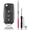 FINTERRY Volkswagen - Set di chiavi a scatto a 3 tasti, con attrezzi, adatto per Golf Polo Tiguan Touran Caddy Octavia Fabia Leon Ibiza | alloggiamento per chiavi auto senza programmazione