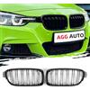 AggAuto Griglia radiatore nera lucida per BMW Serie 3 F30/F31 2012-2018 | 6 barre doppie anteriori, materiale ABS resistente, installazione semplice, adatta a F30 F31