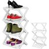 CEWROM Piccola scarpiera, organizer per scarpe, 5 ripiani, bambù, pieghevole, scaffale autoportante per ingresso, camera da letto, armadio, angolo soggiorno, nessuna installazione necessaria, bianco