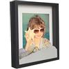 BD ART 3D Box Cornice per Foto 28x28 cm Profonda 3 cm Cornice Foto con Foglio Plexiglass Trasparente - Bianco Passe-partout 19x19 cm nero piazza Decorazioni Fai da Te