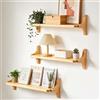 Eirolace Mensola da parete, 40 cm, set da 3 scaffali da parete in legno di pino massiccio, in stile rustico, per soggiorno, camera da letto, cucina e bagno, natura