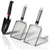msymsyu 2 filtri da giardino in acciaio inox, 1,0 mm e 3,8 mm, maglia da giardino, con paletta da 31 x 6 cm, colino da giardino, con manico per sabbiera da giardino, filtro a mano