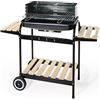 VERDELOOK Barbecue in Acciaio a Carrello con Due Ripiani, 102x44x89 cm