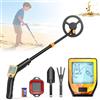 Jradse Metal Detector Bambini, Metal Detector per Bambino Leggero con Asta Regolabile 66-83 cm, Display LCD e Bobina di Ricerca Impermeabile, Pala, Rastrello e Setaccio, Arancione
