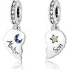 Doyafer Deep Madre Figlio Relazione 2 Per Pacchetto 925 Sterling Silver Charms Adatto Per Charm Collane Bracciale Gioielli Di Compleanno Regalo Per La Famiglia